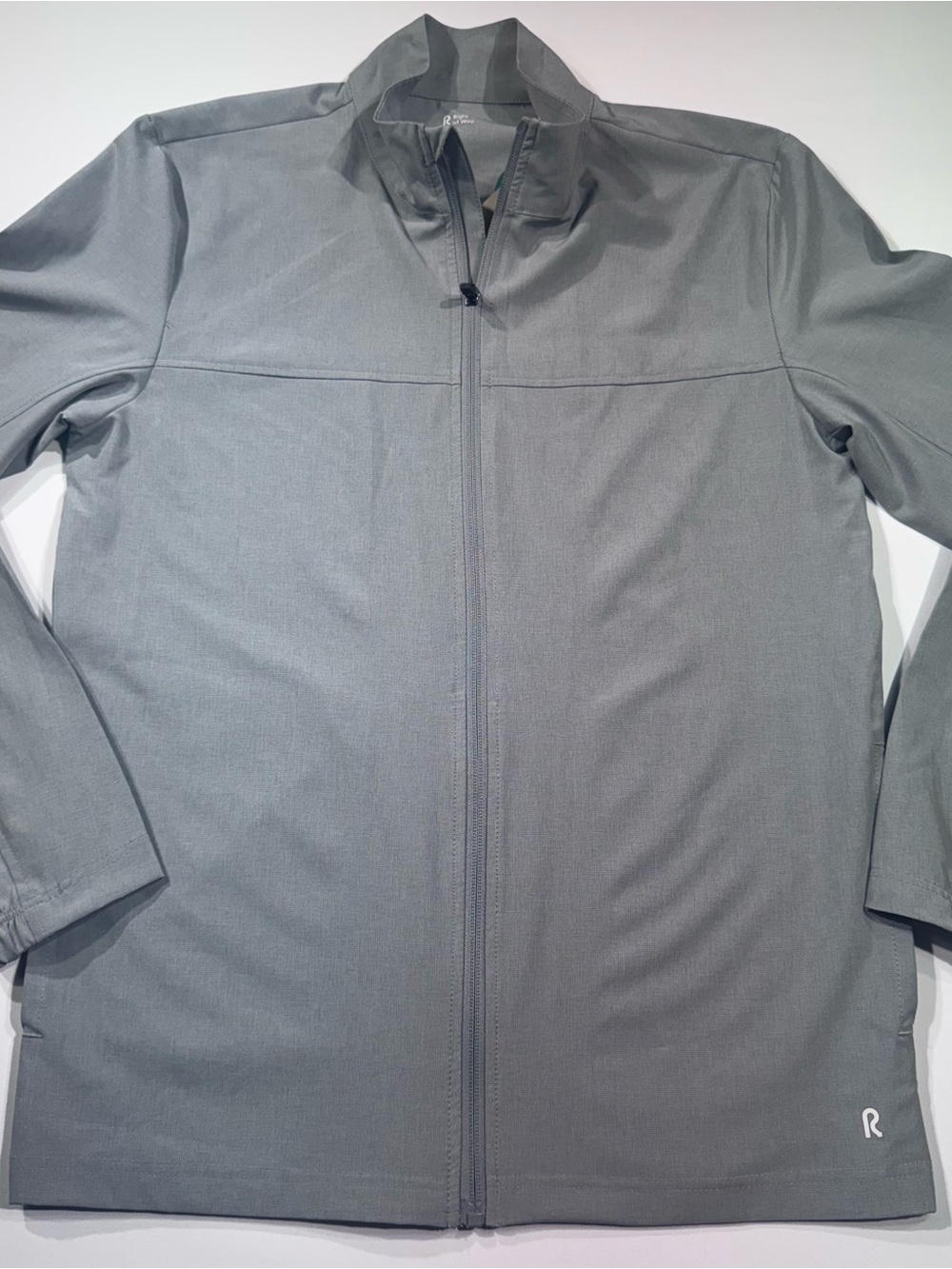 Right of Way Men’s Full-Zip Mock Neck Performance Jacket, Light Gray, S, NWT